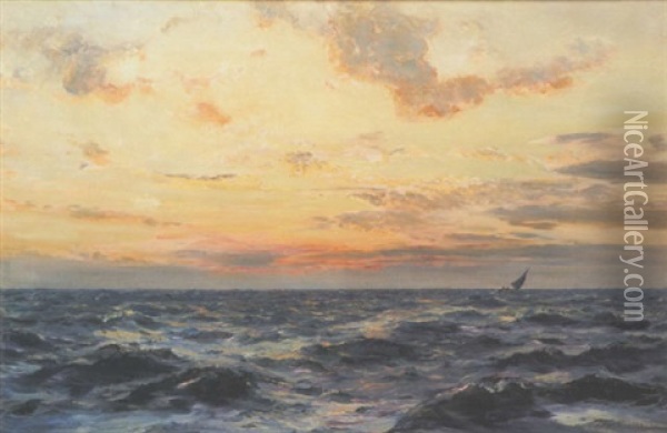 Sunset Over The Sea Oil Painting - Henry Moore