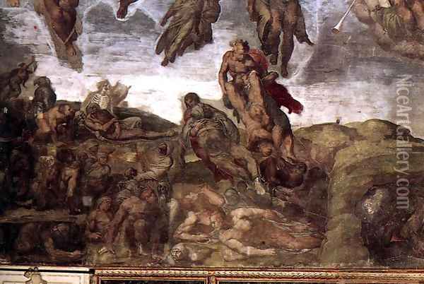 Last Judgment (detail) 4 Oil Painting - Michelangelo Buonarroti