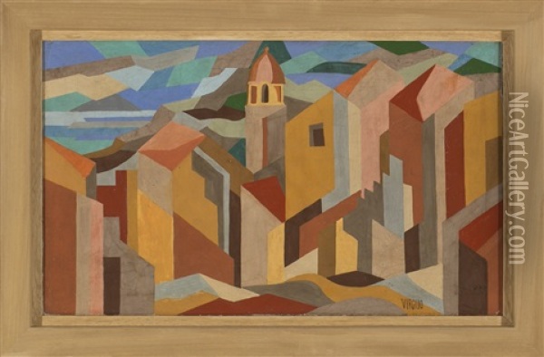 Vista De Un Pueblo Oil Painting -  Virgilio