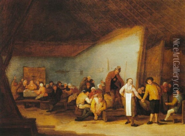 Scene D'interieur Avec Couple De Danseurs Oil Painting - Bartholomeus Molenaer