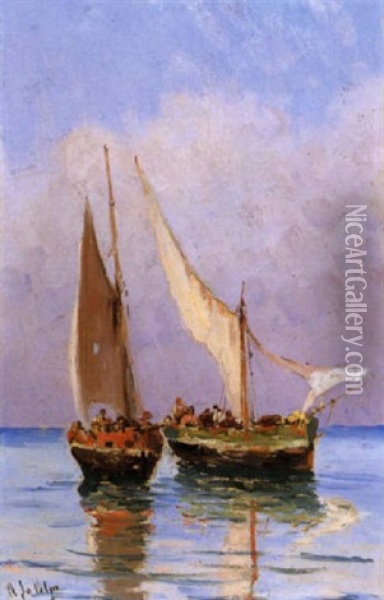 Barche Oil Painting - Alessandro la Volpe