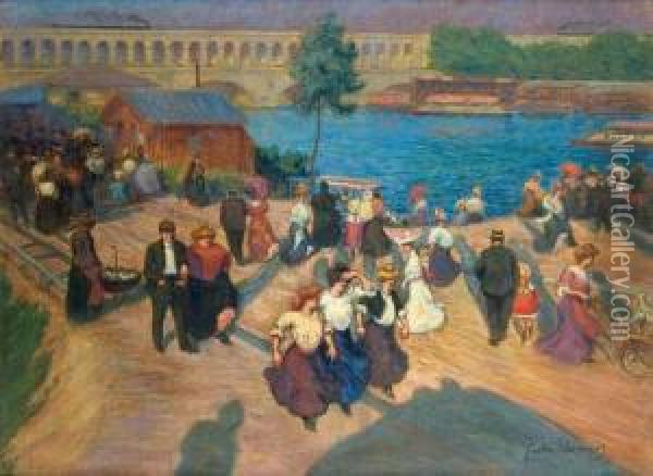 Le Quai De Javel, 1905
 Huile Sur Toile, Signee En Bas A Droite Oil Painting - Gaston Prunier