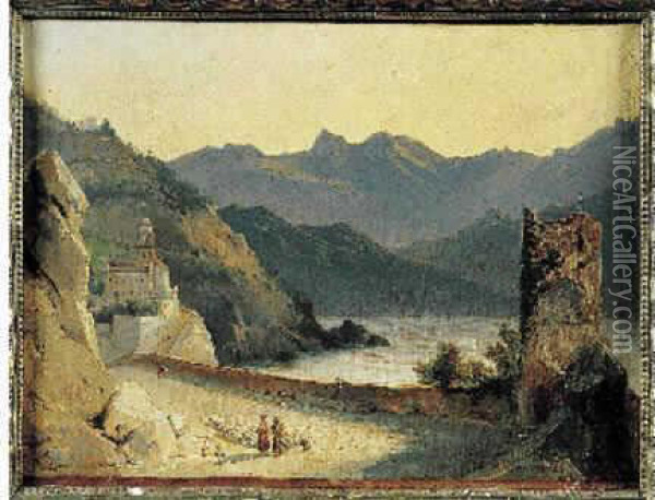 Paysage De La Cote Amalfitaine Oil Painting - Jean-Charles Joseph Remond