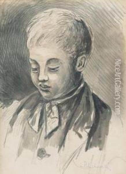 Head Of A Boy Oil Painting - Leopold Pilichowski
