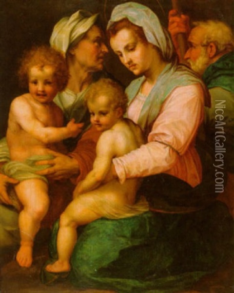 Die Heilige Familie Mit Elisabeth Und Dem Johannesknaben Oil Painting - Andrea Del Sarto