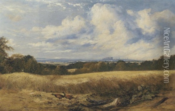 A Mid-lothian Landscape With Edinburgh In The Distance Oil Painting - Horatio McCulloch