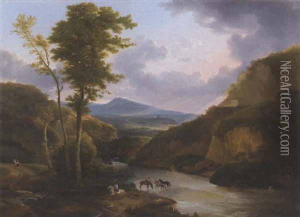 Flusstal Oil Painting - Philip James de Loutherbourg