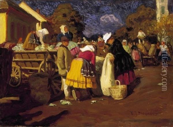 At The Marketplace Oil Painting - Tivadar Josef Mousson