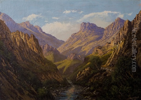 Mountainscape Oil Painting - Tinus de Jongh