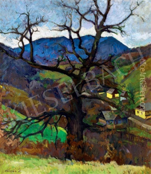 Landscape In Nagybanya Oil Painting - Janos Krizsan