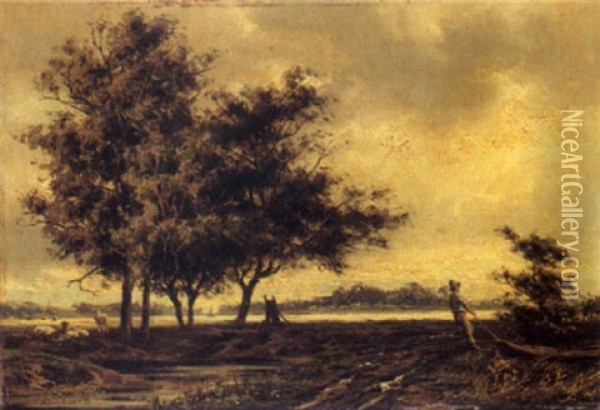 A Landscape Near Utrecht Oil Painting - Johan Hendrik Doeleman
