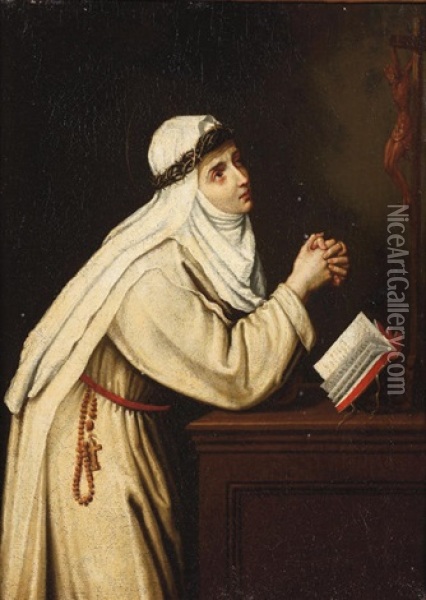 Saint Catherine Of Siena In Prayer Oil Painting - Cristofano Allori