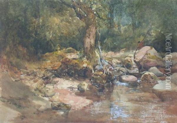 Angler On The Water Of Leith Oil Painting - John Crawford Wintour