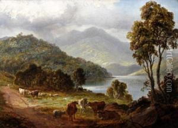 Loch Vanndener Oil Painting - Thomas Whittle