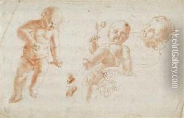 Drei Studien Eines Kindes: Stehend Oil Painting - Johann Georg Dominikus Grasmair