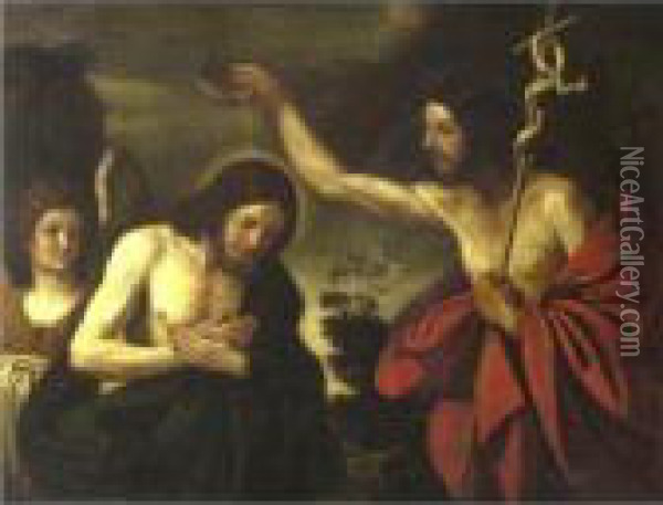 Baptism Of Christ Oil Painting - Guercino
