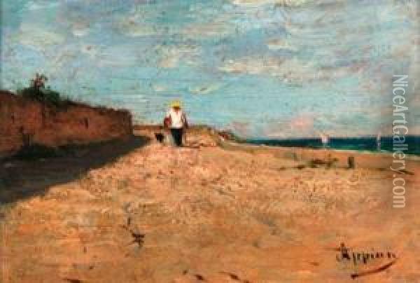 A Parisian Coastal View Oil Painting - Adolphe Appian