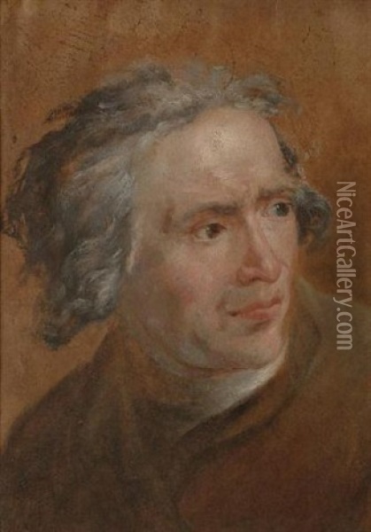 Head Of A Man Turned Three-quarters To The Right Oil Painting - Jacques-Louis David