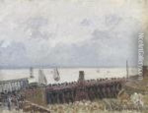 Entree Du Port Du Havre, Temps Gris Oil Painting - Camille Pissarro
