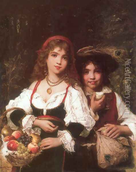 Gyumolcsarusok, 1880 Oil Painting - Lajos Bruck