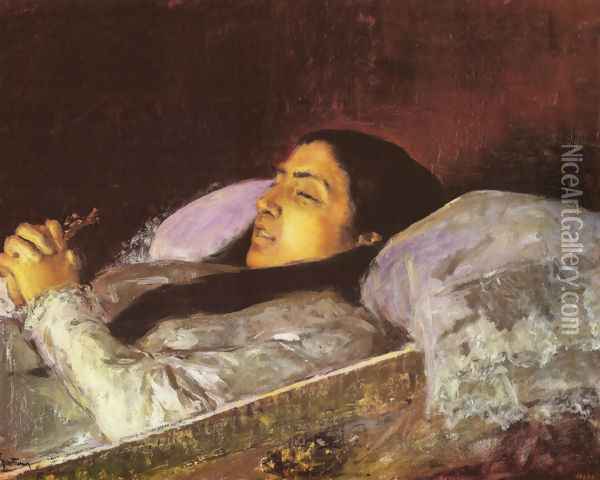 Miss Castillo on his deathbed Oil Painting - Mariano Jose Maria Bernardo Fortuny y Carbo