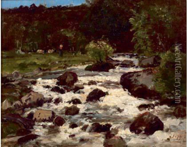 Le Torrent Oil Painting - Louis-Aime Japy