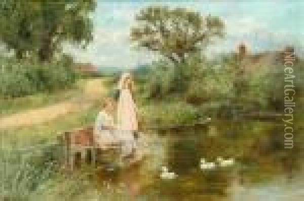 The Villagepond Oil Painting - Henry John Yeend King