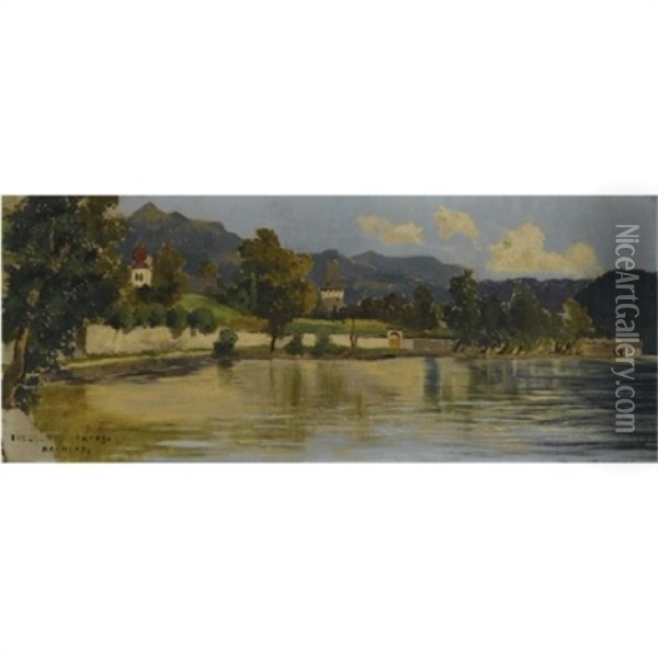 Ansicht Von Millstatt (a View Of Millstatt) Oil Painting - Theodor von Hoermann