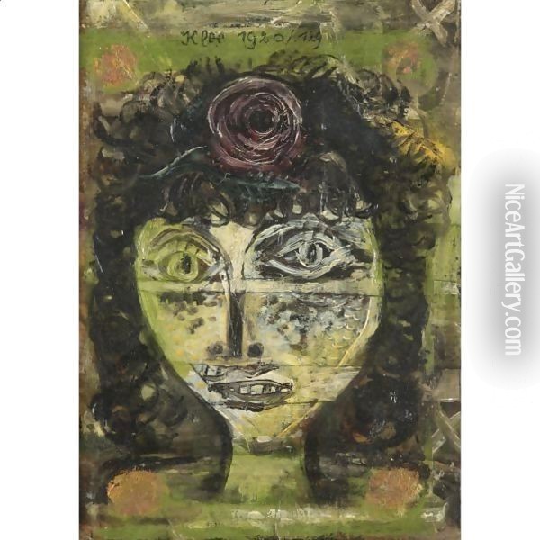 Rosa Oil Painting - Paul Klee