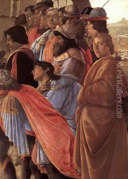 The Adoration of the Magi (detail 2) c. 1475 Oil Painting - Sandro Botticelli