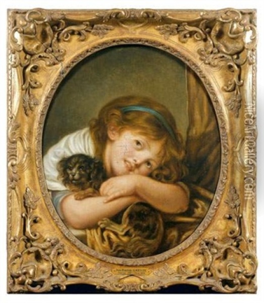 L'enfant Au Chien Oil Painting - Jean Baptiste Greuze