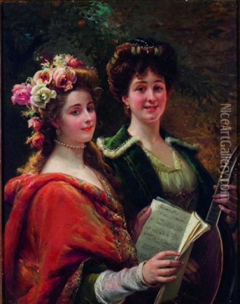 The Soloist And The Lutist Oil Painting - Cesare Auguste Detti