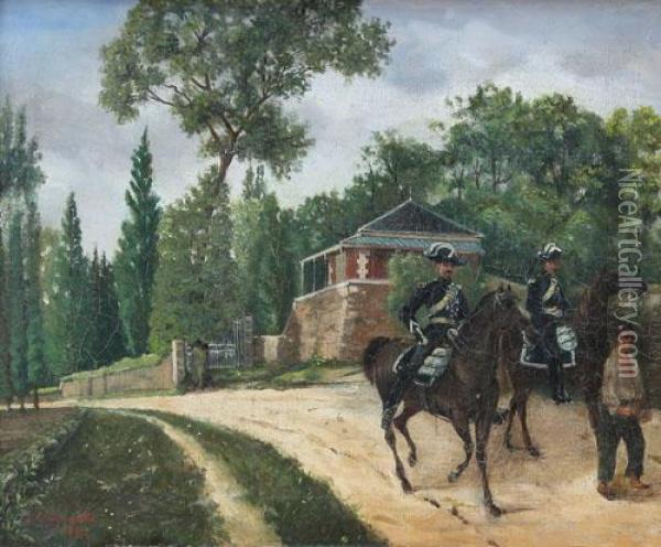 Carabinieri A Cavallo Oil Painting - Giovanni Battista Carpanetto
