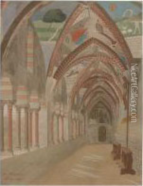 Il Chiostro Del Duomo Di Bressanone/brixen Oil Painting - Hermann Weiss