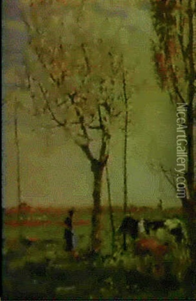 In The Fields At Springtime Oil Painting - Beppe Ciardi