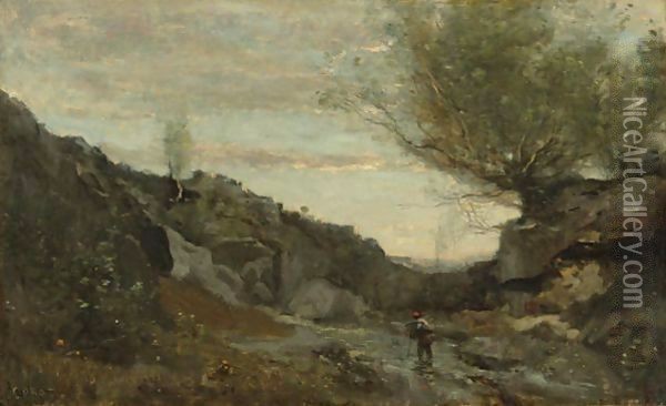 Un Torrent Des Abruzzes Oil Painting - Jean-Baptiste-Camille Corot