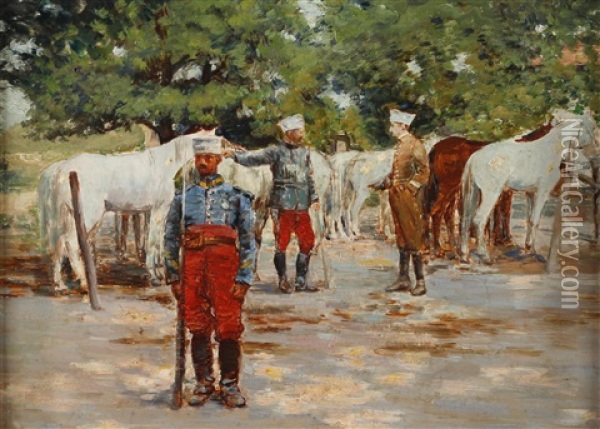 Chasseurs D'afrique Oil Painting - Joseph Felix Bouchor