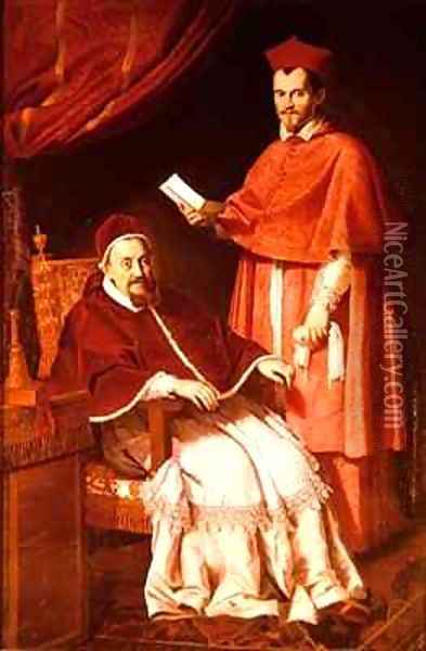 Portrait of Pope Gregory XV and Ludovico Ludovisi Oil Painting - Domenico Zampieri (Domenichino)