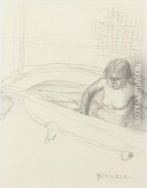 Femme Dans Sa Baignoire Oil Painting - Pierre Bonnard