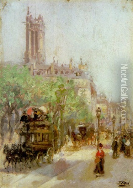 La Rue De Rivoli, Paris Oil Painting - Gaspar Miro Lleo