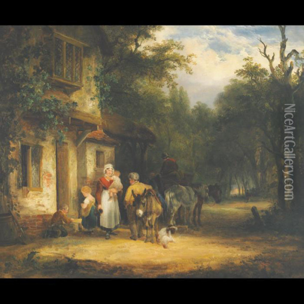The Travellers Rest Oil Painting - Snr William Shayer