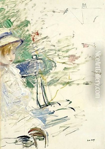Petite Fille Dans Un Jardin Oil Painting - Berthe Morisot