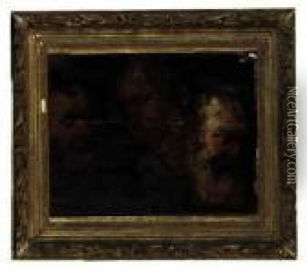 A Study Of Three Heads Oil Painting - Peter Paul Rubens
