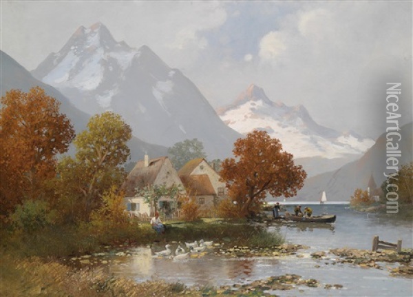 Sommer Am Gebirgssee Oil Painting - Adolf Kaufmann