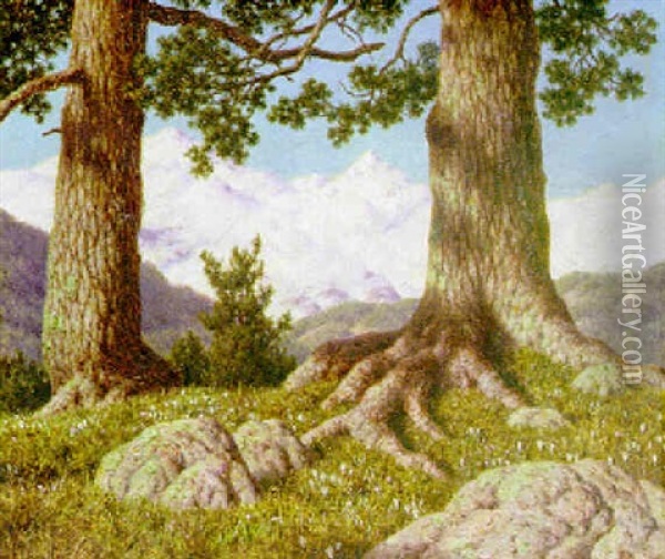 Springtime In The Swiss Mountains Oil Painting - Ivan Fedorovich Choultse