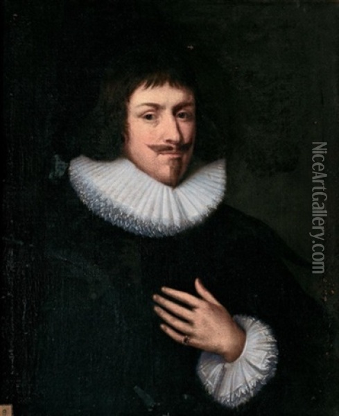Portrait Of Sir Norton Knatchbull, 1st Bt Oil Painting - Cornelis Jonson Van Ceulen