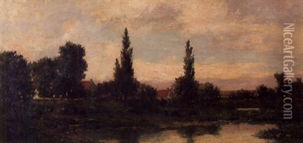 Landscape With Poplars Oil Painting - Charles Francois Daubigny