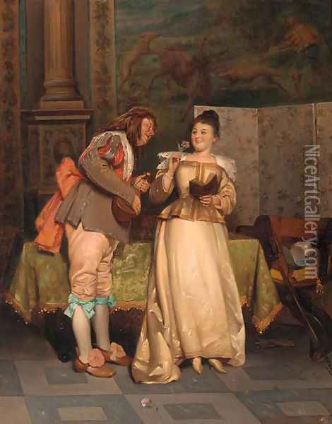 The courtship Oil Painting - Ladislaus Bakalowicz