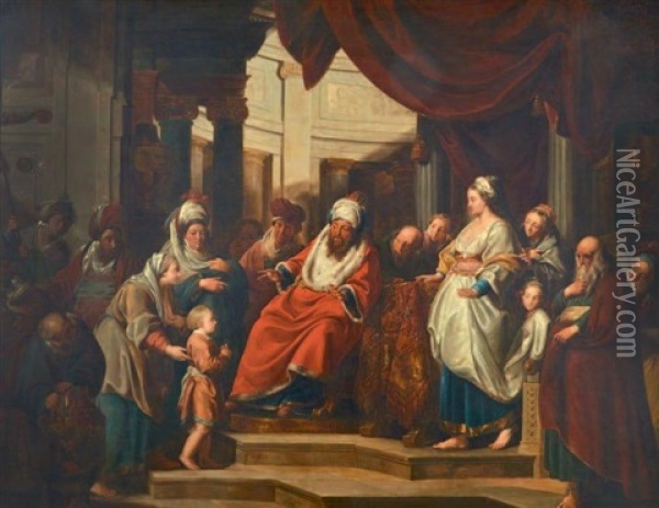 Moise Presente A Pharaon Oil Painting - Pierre Jean Joseph Verhaghen