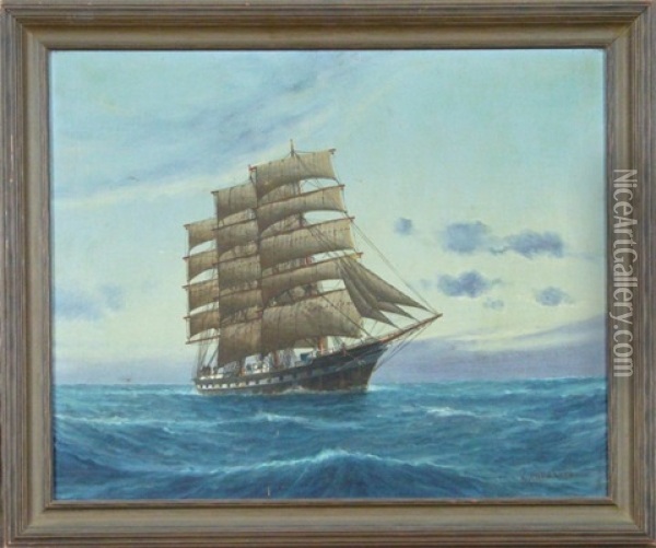 Tall Ship At Sea Oil Painting - Luca Papaluca